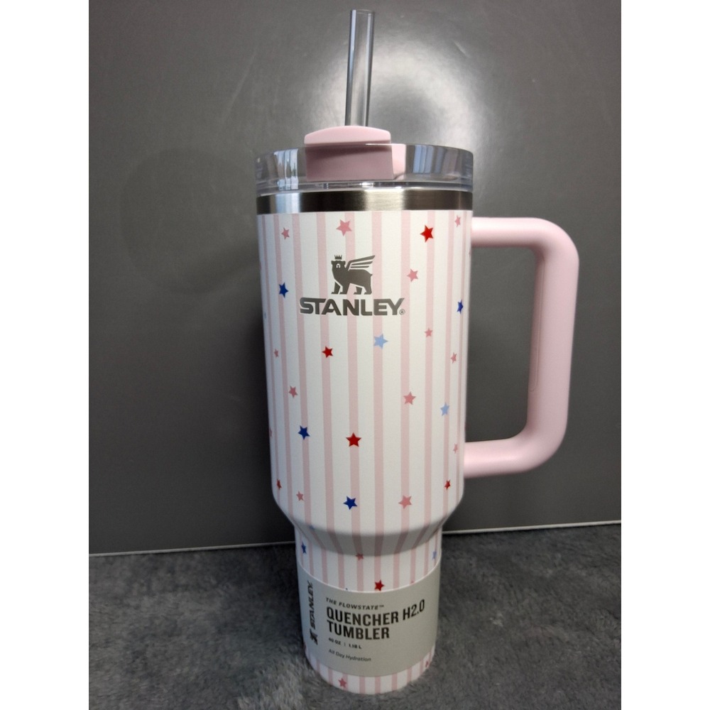 Stanley Quencher H2.0 40oz Tumbler Pink Starry Stripes Limited Ed. 10132300357